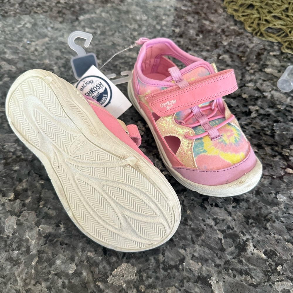 OshKosh B'gosh Pink and Yellow Kids Sneakers - Picture 3 of 4